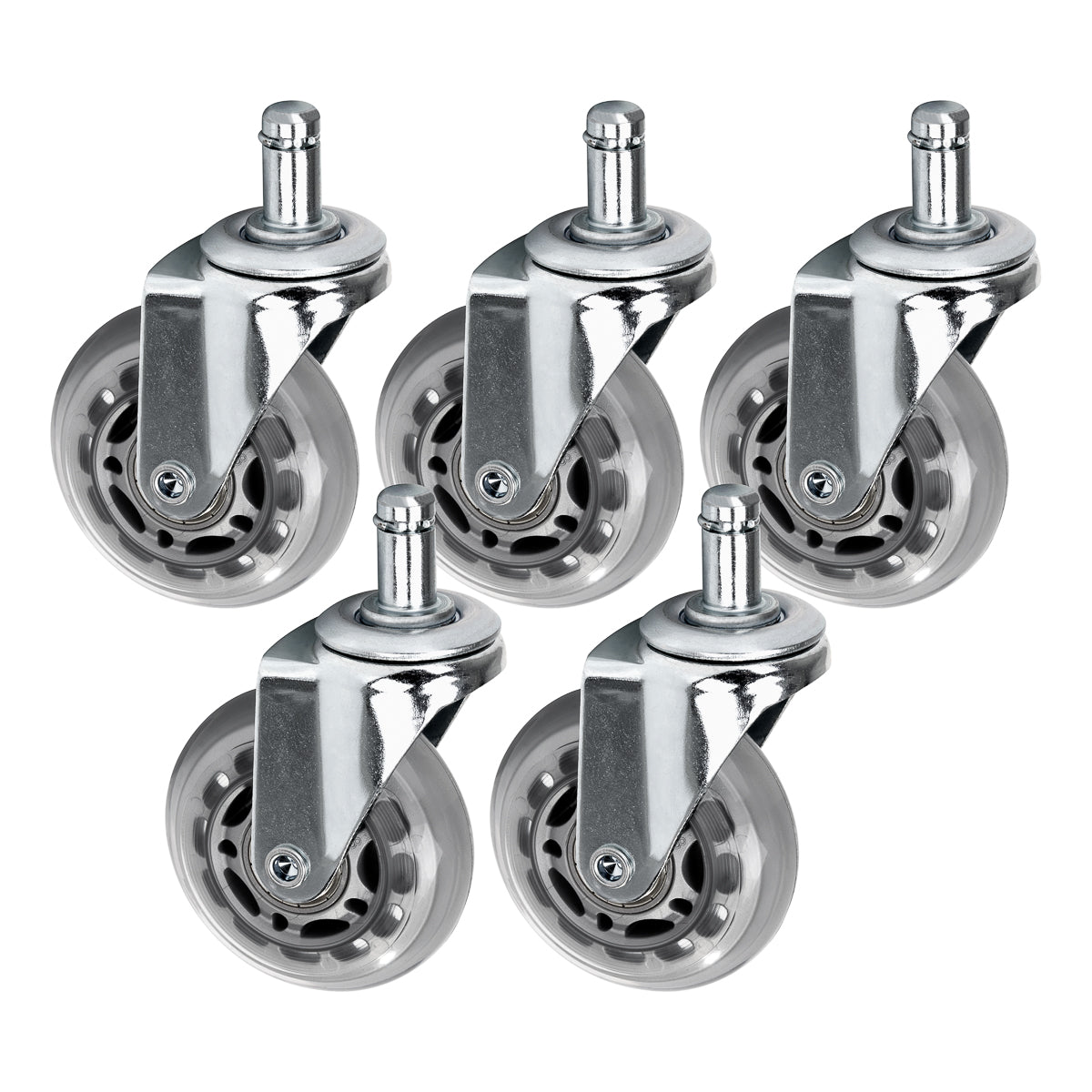 Roll Speed silver press-on stool wheel set of 5 pieces